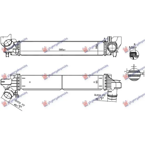 RADIATOR INTERCOOLER 2.0 PETROL (585x98x95) (NISSENS)