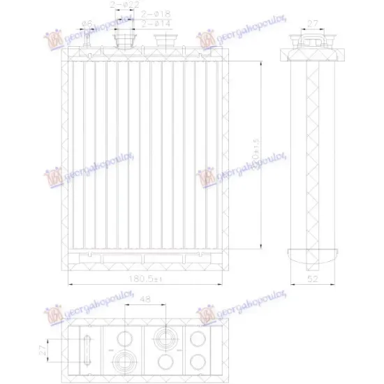 HEATER RADIATOR +/-AC (220x181x52) (NISSENS)