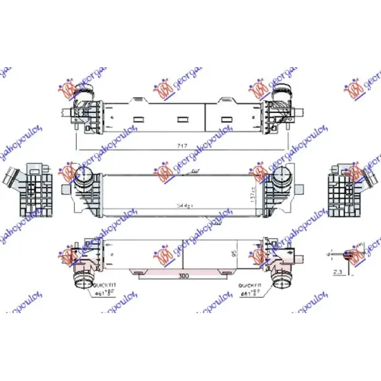 RADIATOR INTERCOOLER 2.0-3.0 DIESEL (544x137x95) (NISSENS)