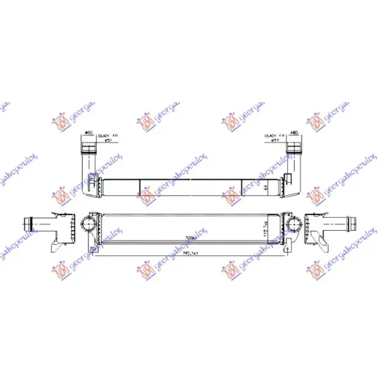 RADIATOR INTERCOOLER 2.0-2.2 DIESEL (700x113) (NISSENS)