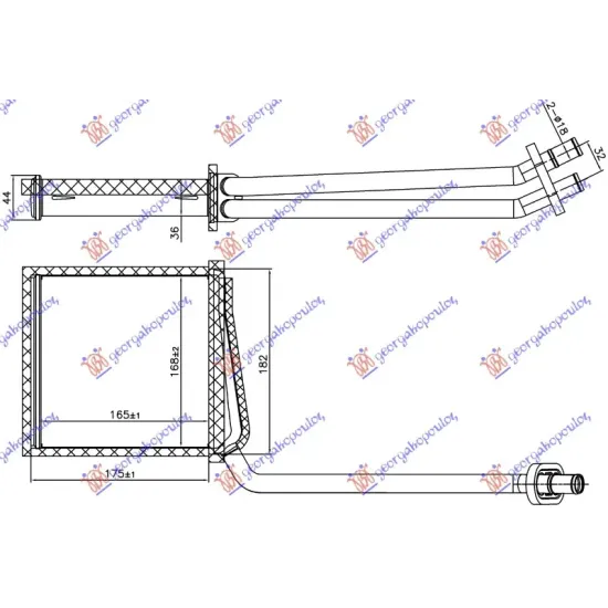 HEATER RADIATOR +/-A/C (168x165) (NISSENS)