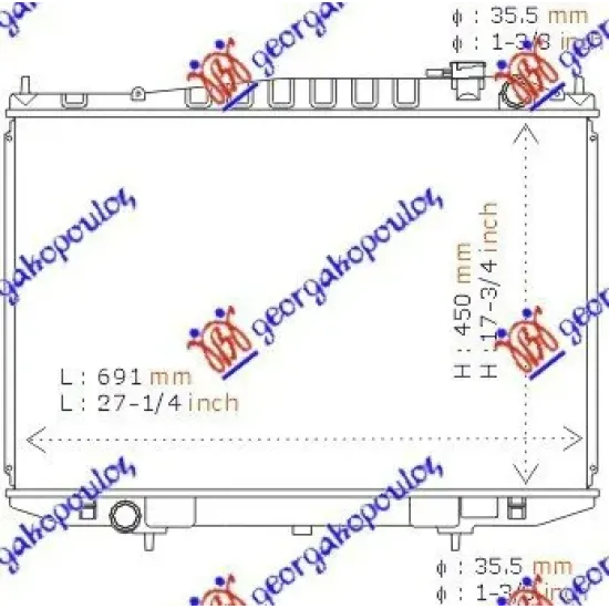 RADIATOR DIESEL +/-A/C (71x45) (CUPRINS)