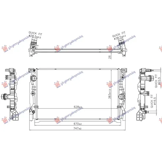 RADIATOR 2.0-3.0 DIESEL AUTOMATIC (628x383x26)