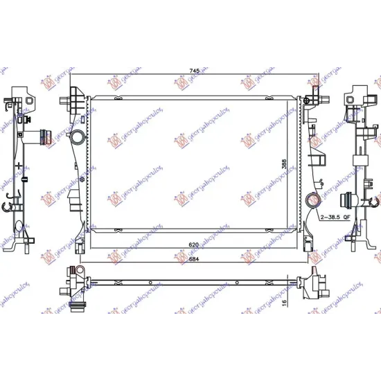 RADIATOR 1.4 TURBO BENZINĂ/1.3-1.6 MJTD DIESEL MANUAL/AUTO 2WD/4WD (620x388x16)