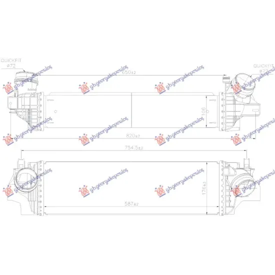 RADIATOR INTERCOOLER 2.0 PETROL (72/72) (587x176)