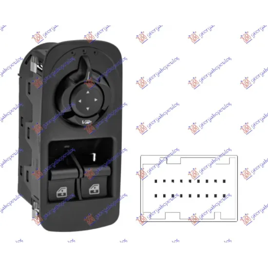 DOOR/MIRROR SWITCH FOLDABLE FRONT (Double) (18pin) DOOR/MIRROR SWITCH FOLDABLE FRONT (Double) (18pin)