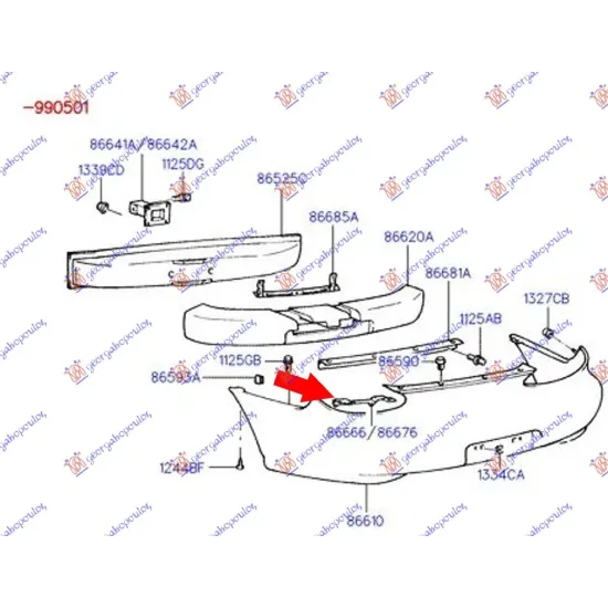 REAR BUMPER BRACKET SIDE UPPER (O)