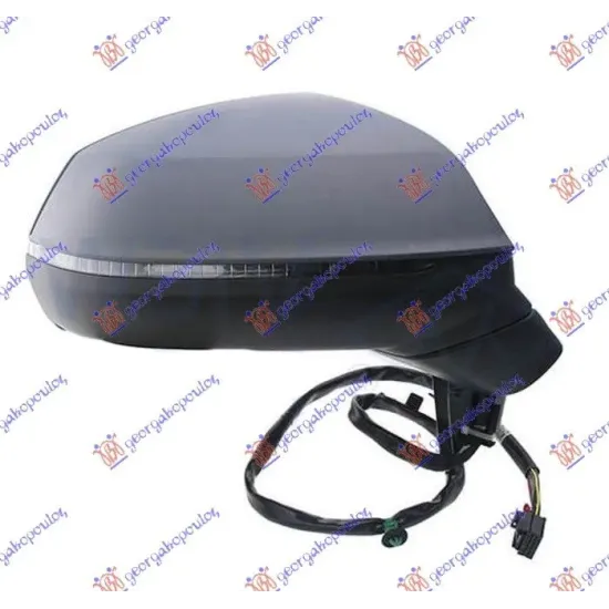 DOOR MIRROR ELECTRIC HEATED PRIMED FOLDABLE .(WITH SIDE LAMP : SIDE ASS) (12pin) (A QUALITY) (CONVEX GLASS)