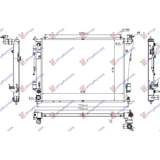 RADIATOR 2.0-2.4 AUTOMATIC PETROL (635x480x16) RADIATOR 2.0-2.4 AUTOMATIC PETROL (635x480x16)