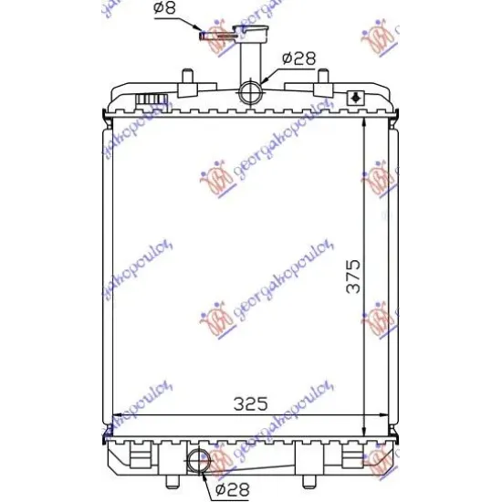 RADIATOR 1.0cc +/- A/C (374x326) (KOYO)