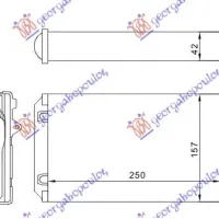 HEATER RADIATOR (250x157) 1999- (WITHOUT PIPES) (VALEO TYPE)