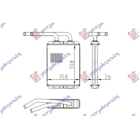 HEATER RADIATOR (198x158) (DELPHI TYPE)