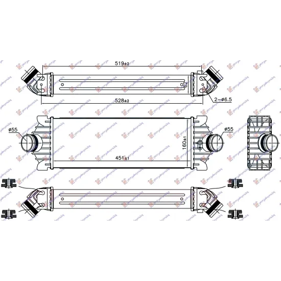 RADIATOR INTERCOOLER 1.0 EcoBoost BENZINĂ (451x160x62) RADIATOR INTERCOOLER 1.0 EcoBoost BENZINĂ (451x160x62)