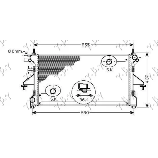 RADIATOR 2.2 HDi DIESEL MANUAL +AC (ENGINE PUMA C) (780x380x34) (MECHANICAL)