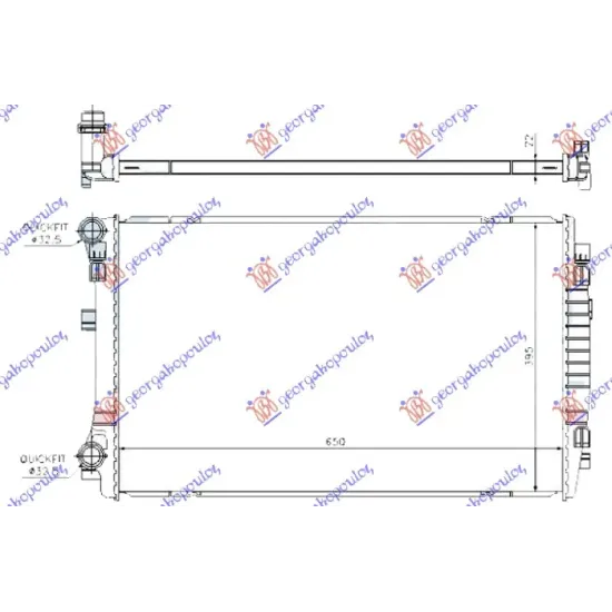 RADIATOR 1.0 TSi-1.2-1.4 TFSi PETROL - 1.6-2.0 TDi DIESEL (650x400) (BRAZED)