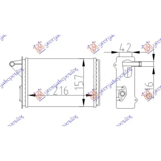 HEATER RADIATOR (216x157) (WITHOUT WATER SWITCH)