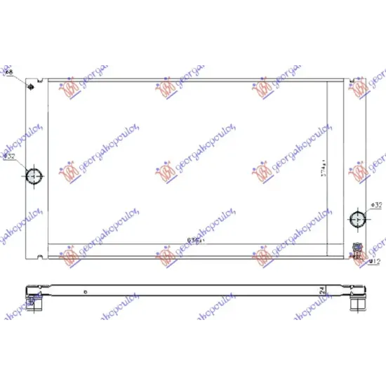 RADIATOR 2.4-2.5 PETROL - 2.0 D DIESEL (635x375x22) ALL ALUMINIUM