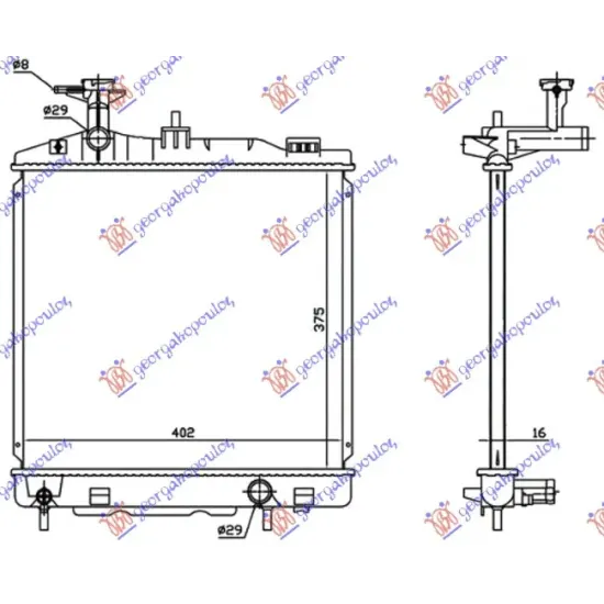 RADIATOR 1.0-1.2 PETROL MANUAL (375x395x16)