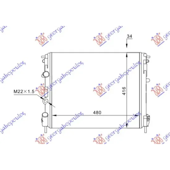 RADIATOR PETROL-DIESEL (480x410) WITH PUMP-WITHOUT PIPE RADIATOR PETROL-DIESEL (480x410) WITH PUMP-WITHOUT PIPE