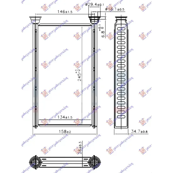 HEATER RADIATOR (135x245x26)