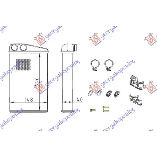 HEATER RADIATOR (234x157) (COMPLETE WITH KIT)