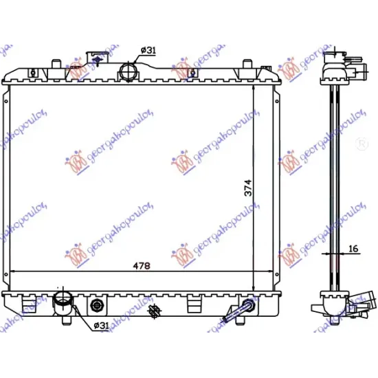 RADIATOR AUTOMATIC (375x500x16) (KOYO)