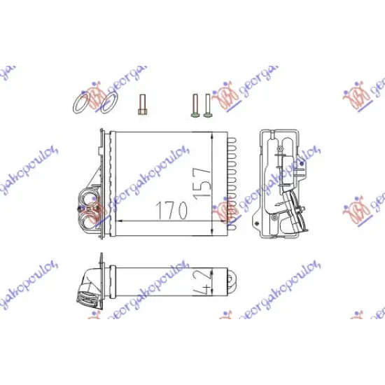 HEATER RADIATOR (167x168) (COMPLETE WITH KIT)