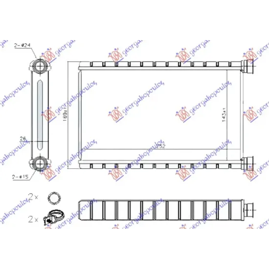 HEATER RADIATOR (143x250x26) (DENSO TYPE)