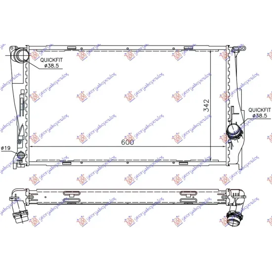 RADIATOR 3.0 (135i) PETROL MANUAL - 2.0 (116D-118D-120D-123D) DIESEL MANUAL/AUTOMATIC (600x340x32) 1 TUBE