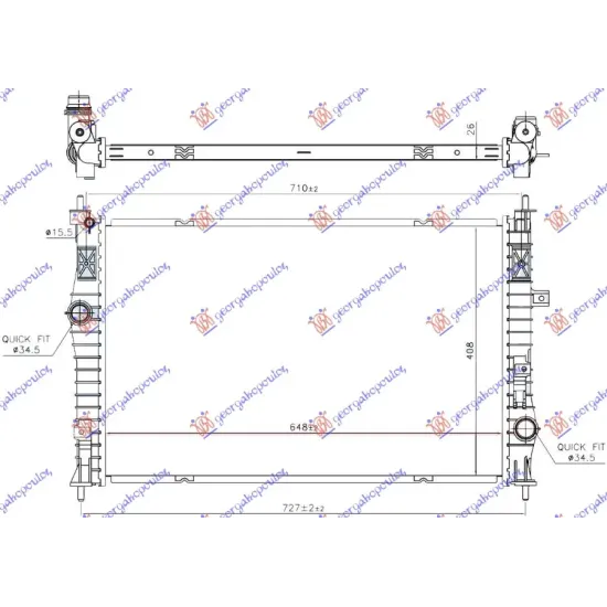 RADIATOR PETROL-DIESEL (650x410x26) (TYPE CALSONIC)