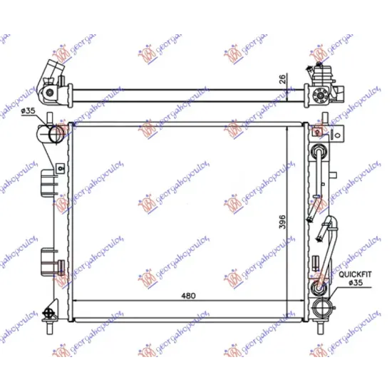 RADIATOR 1.6 CRDi AUTOMATIC DIESEL (480x395x26)