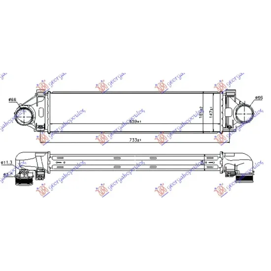 RADIATOR INTERCOOLER 2.0T-3.0T6 PETROL - 2.0D-2.4D5 DIESEL (660x145x64)