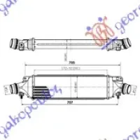 RADIATOR INTERCOOLER1.6 PETROL - 1.7 CDTI (57.2x132x53)