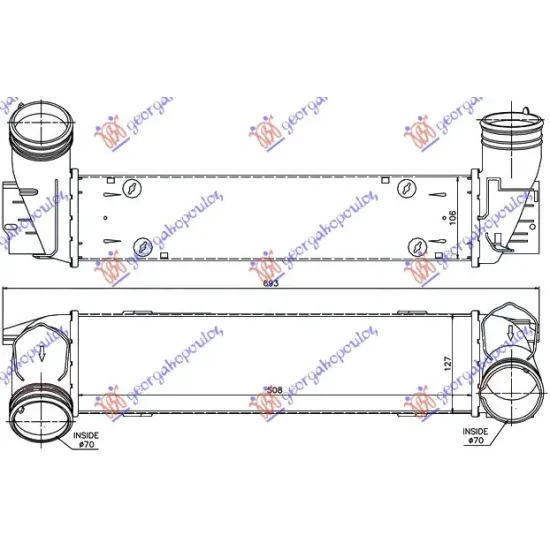 RADIATOR INTERCOOLER3.0 (335i) PETROL-3.0 (335D) DIESEL (510x130x105) (Φ70-70)