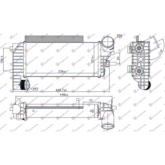 RADIATOR INTERCOOLER 1.5-1.6 TDCI-ECOnetic (336x157x62)