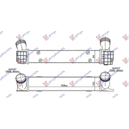 RADIATOR INTERCOOLER2.0 (316D-318D-320D) DIESEL (510x100x84)(Φ62-62)