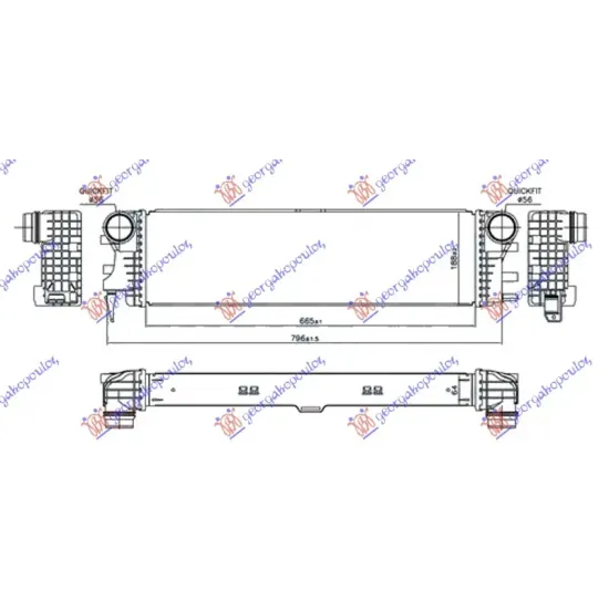 RADIATOR INTERCOOLER 2.2 (114-116-119 CDI-BLUETEC (665x188x64) RADIATOR INTERCOOLER 2.2 (114-116-119 CDI-BLUETEC (665x188x64)