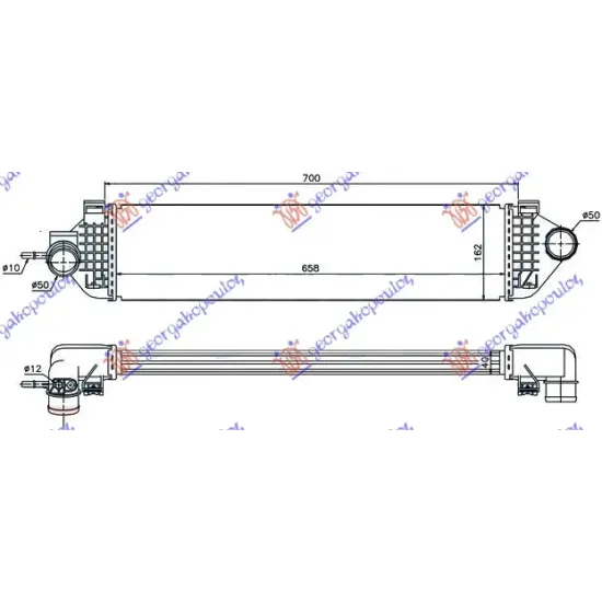 RADIATOR INTERCOOLER 2.0 EcoBoost PETROL -2.0 TDCi DIESEL 15- (650x160x64)