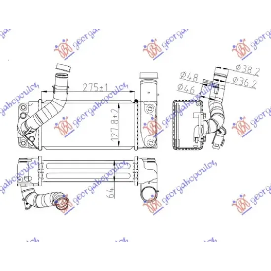 RADIATOR INTERCOOLER 1.4 D4D (275x130)