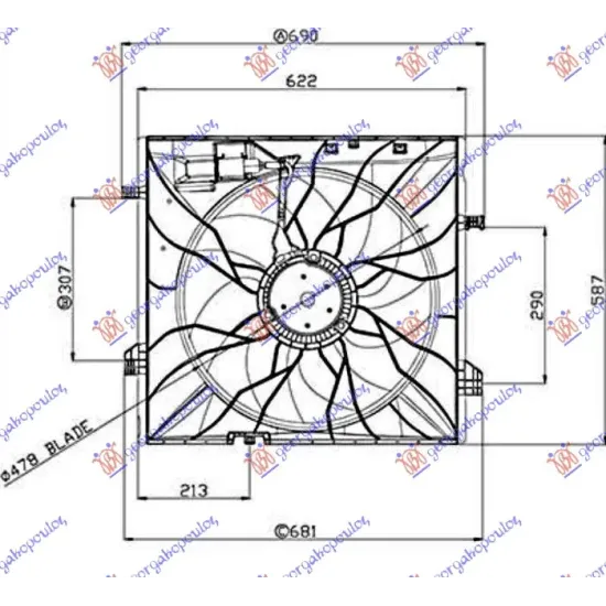 COOLING FAN PETROL - DIESEL (485mm) (4PIN) (600W)