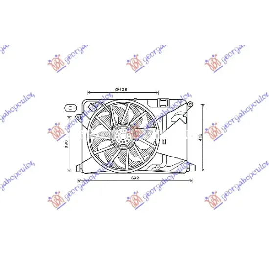 COOLING FAN (SINGLE) 1.4i TURBO (430mm) (4PIN)