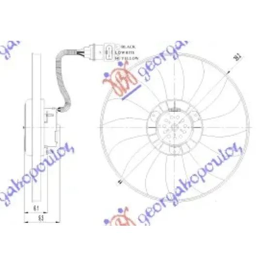 COOLING FAN (MOTOR+FAN) (390mm) (3PIN)