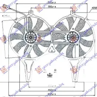 COOLING FAN A/C PETROL-DIESEL (DOUBLE) (295/295mm) (2PIN)