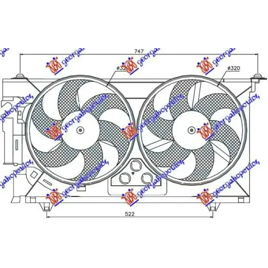 COOLING FAN A/C (MOTOR+FAN) PETROL-DIESEL (340mm)