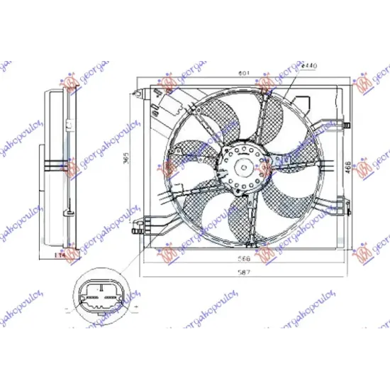 COOLING FAN (SINGLE) (440mm) (2PIN)