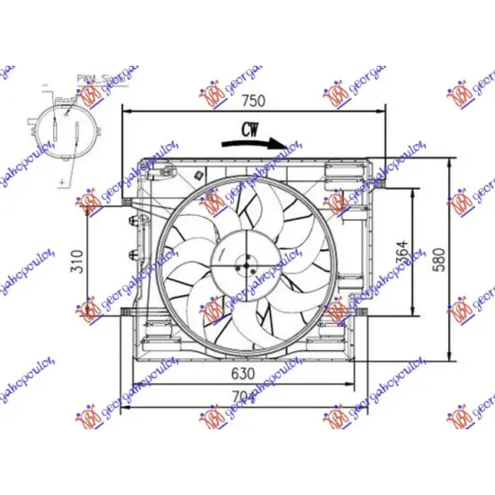 COOLING FAN 2.0 T5-T6-T8 HYBRID PETROL