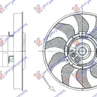 COOLING FAN A/C (MOTOR+FAN) (2PIN) (280mm) (WITHOUT CABLE)