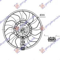 COOLING FAN (MOTOR & FAN) (2PIN) (280mm) (SQUARE PLUG) (WITH CABLE)