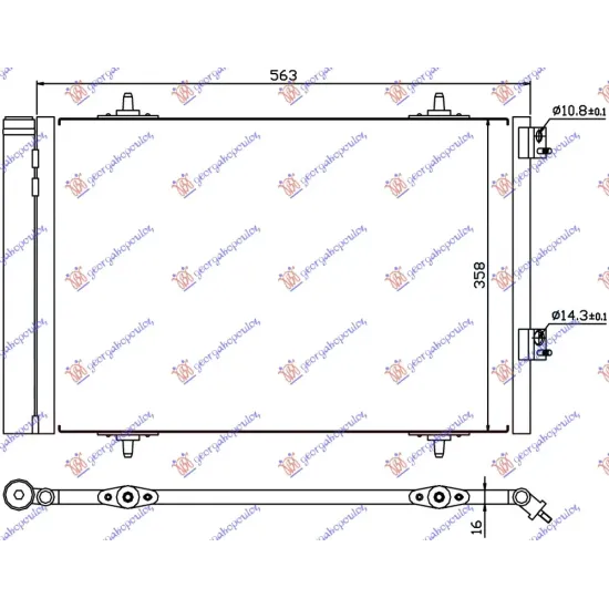 CONDENSER 1.6 THP PETROL 1.6 Hdi DIESEL 2011- (574x378x16)