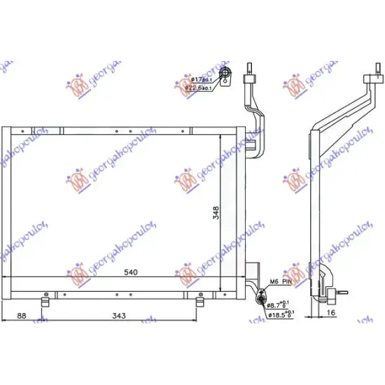 CONDENSER 1.6 TDCi -2014 (540x348x16) CONDENSER 1.6 TDCi -2014 (540x348x16)